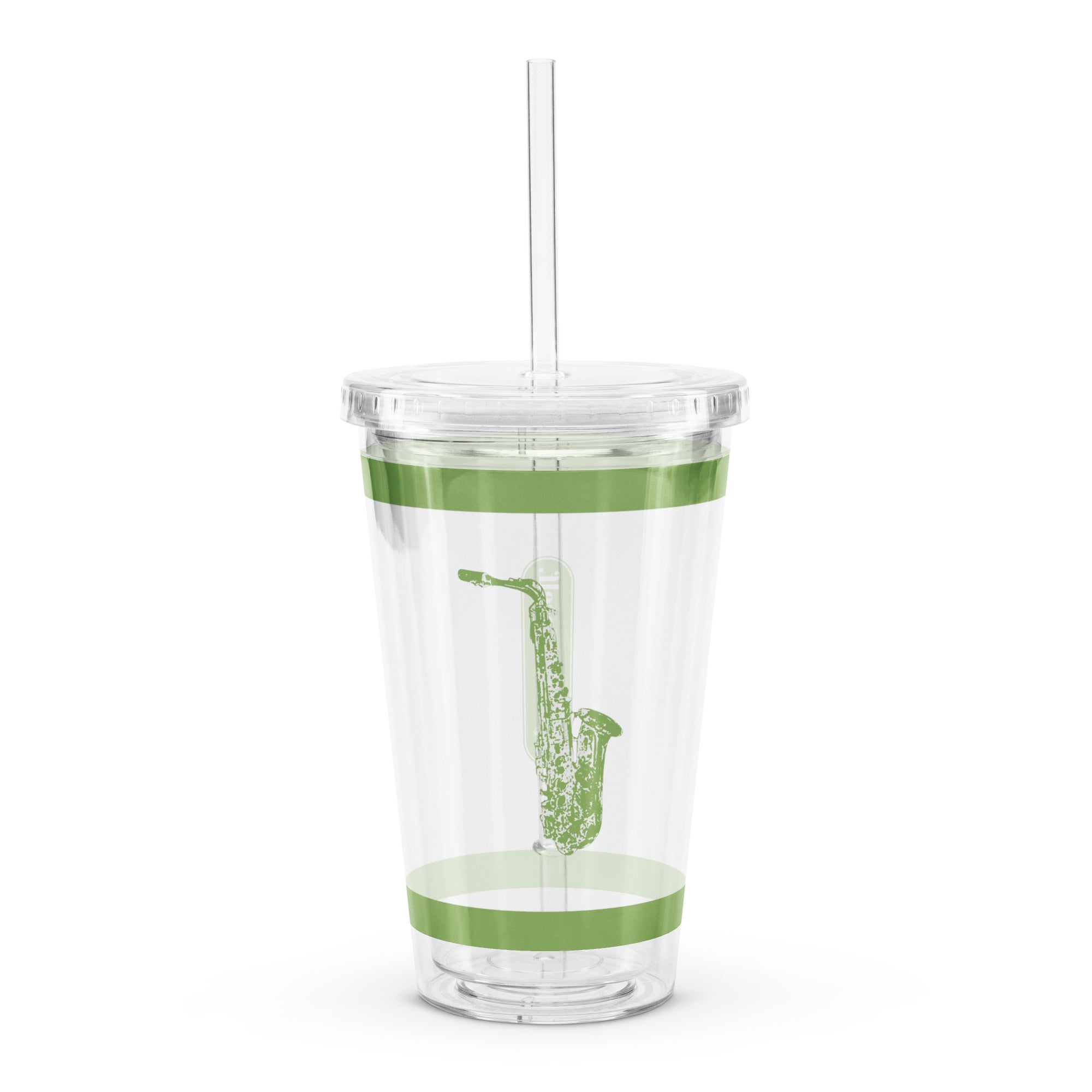 SAXOPHONE CLEAR TUMBLER - GREEN