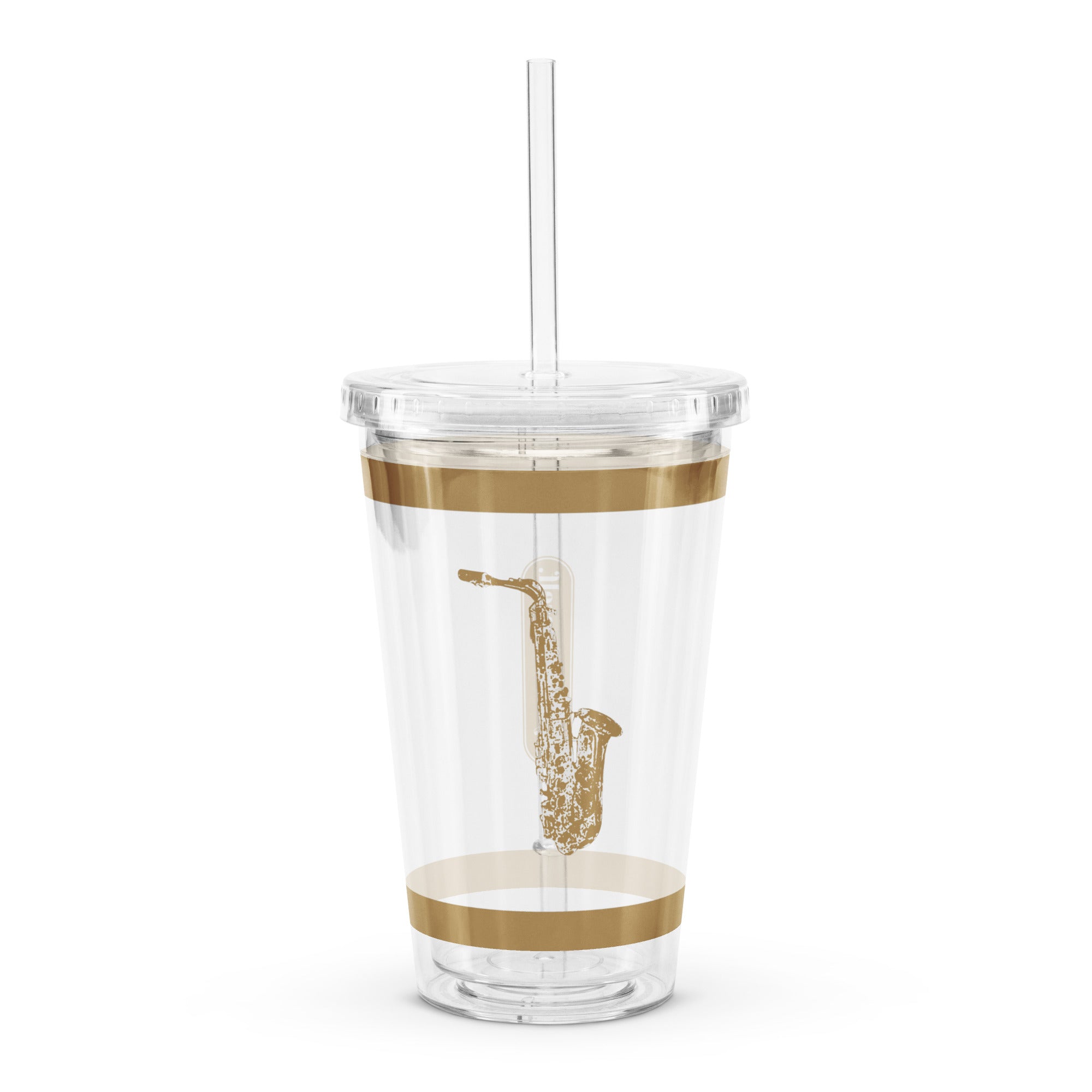 SAXOPHONE CLEAR TUMBLER - BROWN